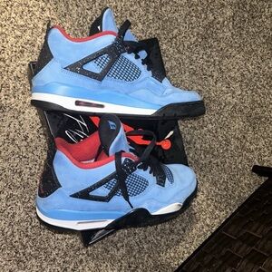 Travis Scott Kids Sneakers in Light Blue with Black and Red Accents